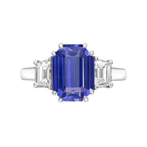 HarryChadEntcom Rings 3 Stone Emerald Trapezoid Natural Earth Mined Diamond Ceylon Sapphire Ring 3 Carats HarryChadEntcom Rings 3 Stone Emerald Trapezoid Natural Earth Mined Diamond Ceylon Sapphire Ring 3 Carats