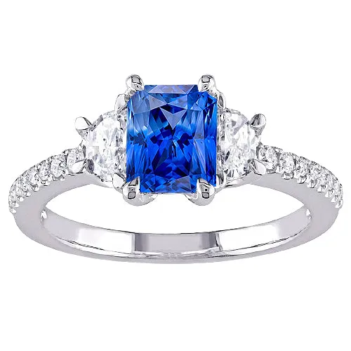 HarryChadEntcom Rings 3 Stone Half Moon Natural Earth Mined Diamond Blue Sapphire Ring With Accents 3 Carats HarryChadEntcom Rings 3 Stone Half Moon Natural Earth Mined Diamond Blue Sapphire Ring With Accents 3 Carats
