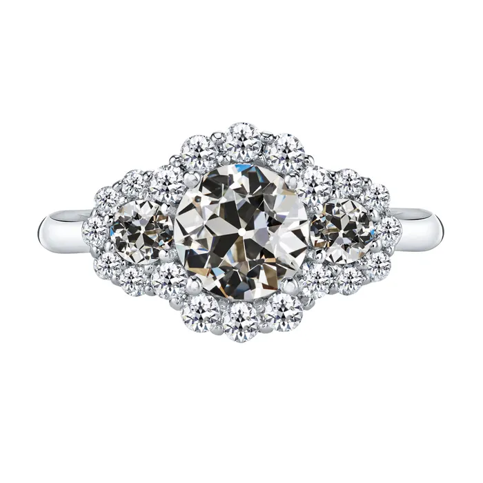 HarryChadEntcom Rings 4 Carats Old Mine Cut Natural Diamond Wedding Ring Flower Style White Gold HarryChadEntcom Rings 4 Carats Old Mine Cut Natural Diamond Wedding Ring Flower Style White Gold