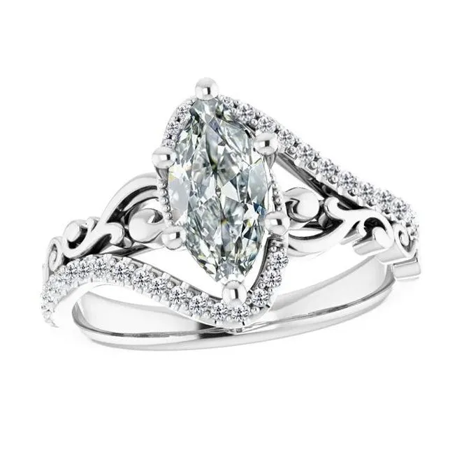 HarryChadEntcom Rings Antique Style Real Natural Earth Mined Diamond Ring Round Marquise Old Mine Cut 450 Carats HarryChadEntcom Rings Antique Style Real Natural Earth Mined Diamond Ring Round Marquise Old Mine Cut 450 Carats