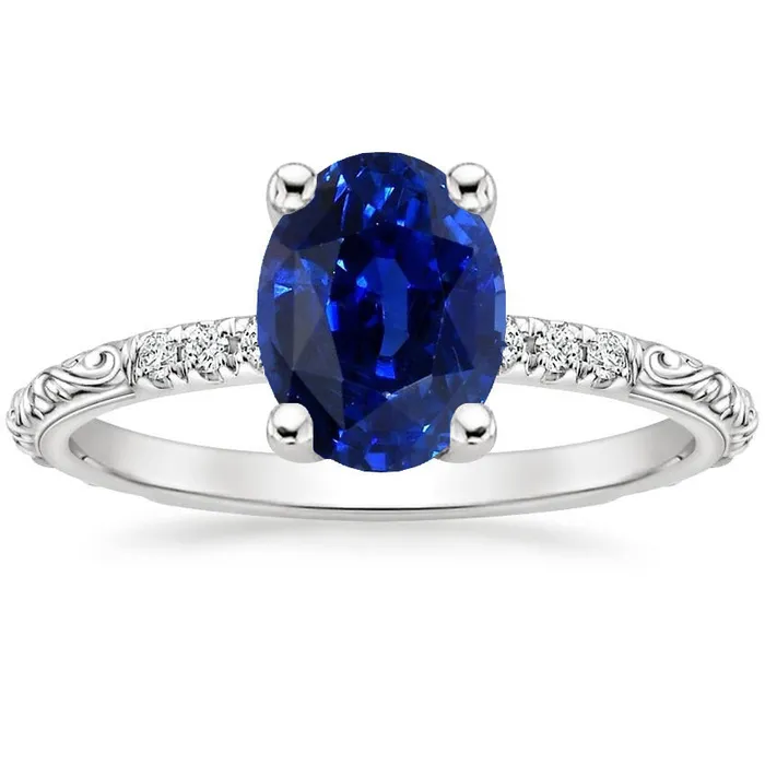 HarryChadEntcom Rings Antique Style Solitaire Blue Sapphire With Accents Ring 350 Carats HarryChadEntcom Rings Antique Style Solitaire Blue Sapphire With Accents Ring 350 Carats