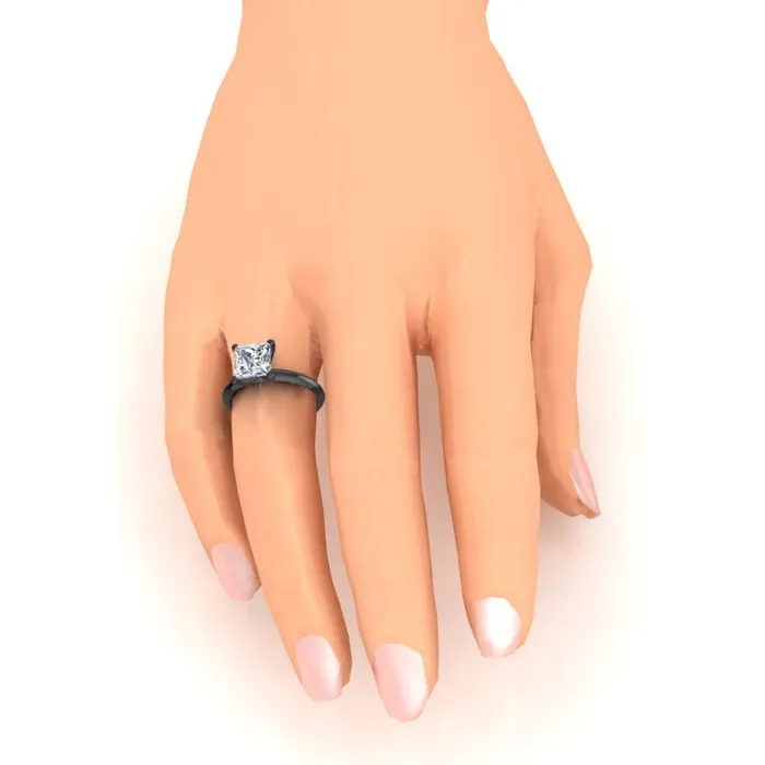 HarryChadEntcom Rings Black Gold Princess Huge Lab Grown Diamond Solitaire Ring 8 Carats HarryChadEntcom Rings Black Gold Princess Huge Lab Grown Diamond Solitaire Ring 8 Carats