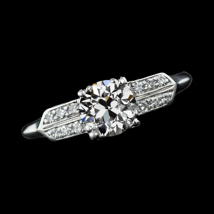 HarryChadEntcom Rings Engagement Ring Old Cut Round Natural Earth Mined Diamonds 14K White Gold 3 Carats