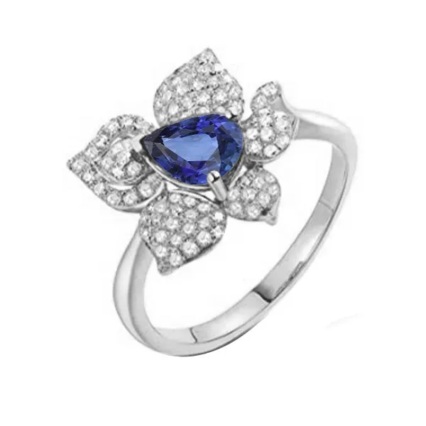 HarryChadEntcom Rings Gemstone Ring Blue Sapphire Natural Earth Mined Diamonds 250 Carats Flower Style HarryChadEntcom Rings Gemstone Ring Blue Sapphire Natural Earth Mined Diamonds 250 Carats Flower Style