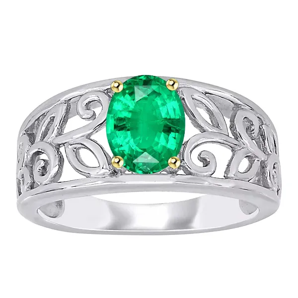 HarryChadEntcom Rings Green Emerald Mens Ring Filigree Design