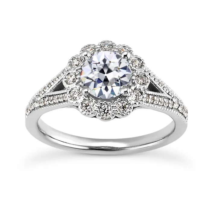 HarryChadEntcom Rings Halo Ring Round Old Miner Natural Earth Mined Diamond Flower Split Shank 450 Carats HarryChadEntcom Rings Halo Ring Round Old Miner Natural Earth Mined Diamond Flower Split Shank 450 Carats