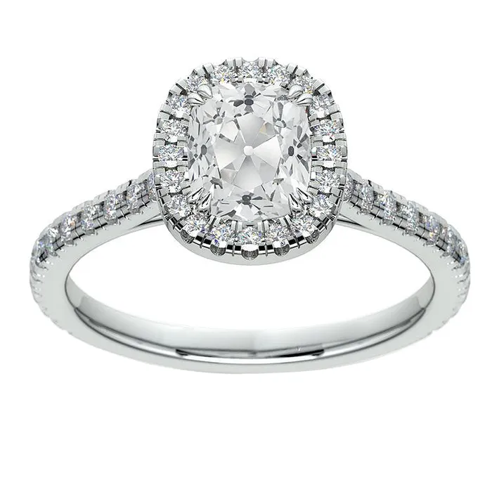 HarryChadEntcom Rings Halo Wedding Ring Old Cut Cushion Natural Earth Mined Diamond 550 Carats Ladies Jewelry