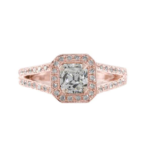 HarryChadEntcom Rings Rose Gold Halo Cushion Old Miner Natural Earth Mined Diamond Ring 2 Carats Split Shank HarryChadEntcom Rings Rose Gold Halo Cushion Old Miner Natural Earth Mined Diamond Ring 2 Carats Split Shank