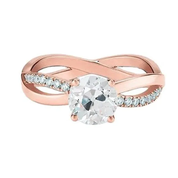 HarryChadEntcom Rings Rose Gold Round Old Mine Cut Genuine Natural Earth Mined Diamond Ring Twisted Style 175 Carats HarryChadEntcom Rings Rose Gold Round Old Mine Cut Genuine Natural Earth Mined Diamond Ring Twisted Style 175 Carats