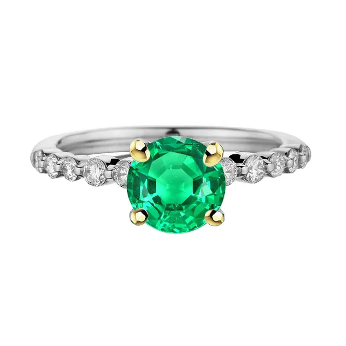 HarryChadEntcom Rings Round Cut Diamond Green Emerald Ring