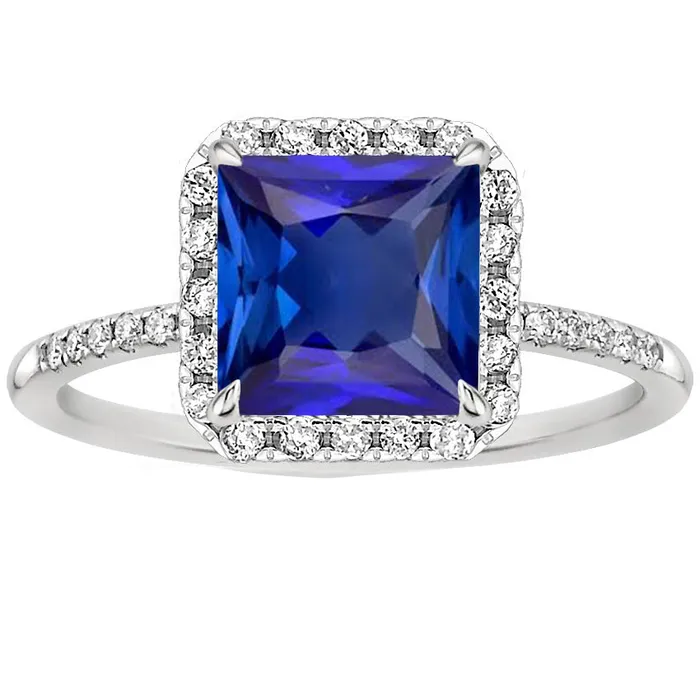HarryChadEntcom Rings Round Natural Earth Mined Diamond Blue Sapphire Engagement Ring With Accents 6 Carats HarryChadEntcom Rings Round Natural Earth Mined Diamond Blue Sapphire Engagement Ring With Accents 6 Carats