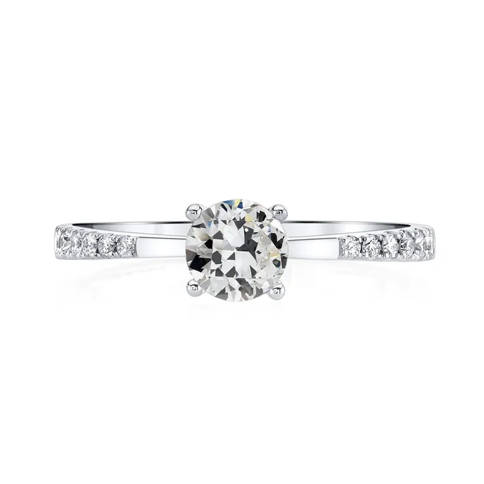 HarryChadEntcom Rings Round Old Mine Cut Genuine Natural Earth Mined Diamond Ring Gold Tapered Shank 350 Carats HarryChadEntcom Rings Round Old Mine Cut Genuine Natural Earth Mined Diamond Ring Gold Tapered Shank 350 Carats