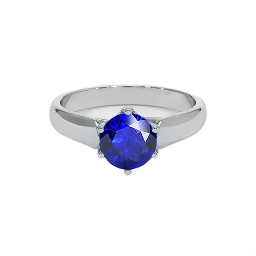 HarryChadEntcom Rings Round Solitaire Ring Sri Lankan Sapphire 2 Carats White Gold 14K HarryChadEntcom Rings Round Solitaire Ring Sri Lankan Sapphire 2 Carats White Gold 14K