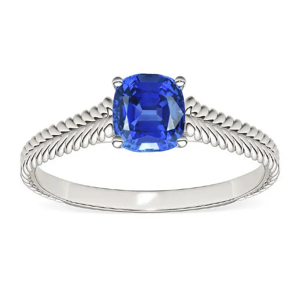 HarryChadEntcom Rings Solitaire Cushion Srilanka Sapphire Ring 150 Carats Double Rope Style HarryChadEntcom Rings Solitaire Cushion Srilanka Sapphire Ring 150 Carats Double Rope Style