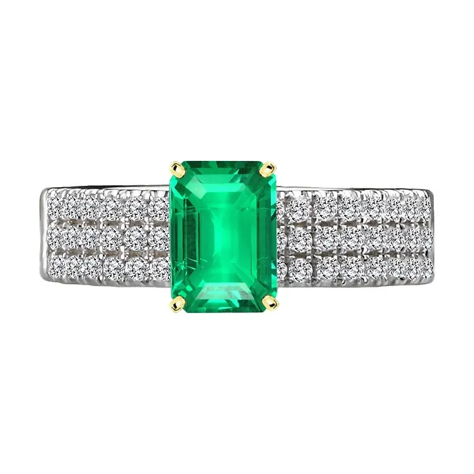 HarryChadEntcom Rings Sparkling Diamond Green Emerald Ring Wedding Jewelry Pave Set HarryChadEntcom Rings Sparkling Diamond Green Emerald Ring Wedding Jewelry Pave Set