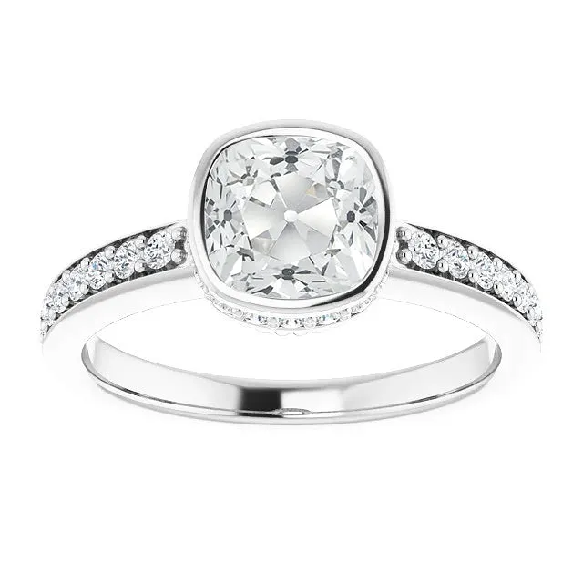 HarryChadEntcom Rings Wedding Ring With Accents Cushion Old Miner Natural Earth Mined Diamond Bezel Set 8 Carats HarryChadEntcom Rings Wedding Ring With Accents Cushion Old Miner Natural Earth Mined Diamond Bezel Set 8 Carats