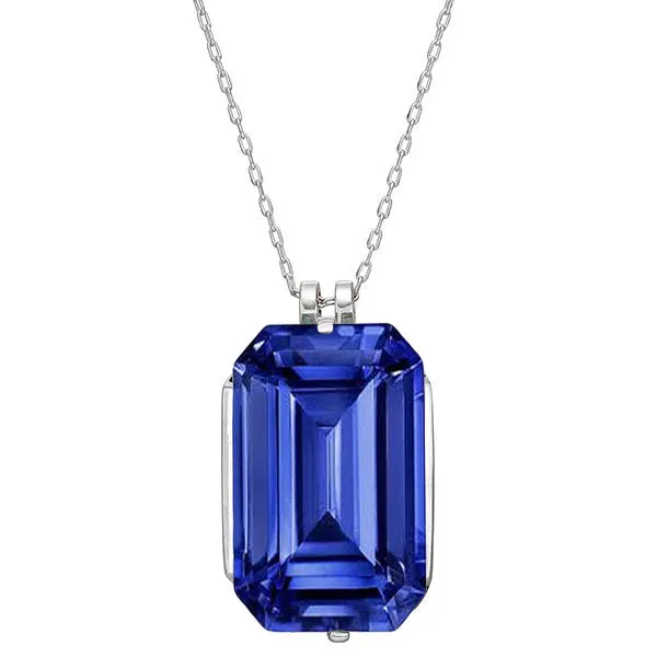 HarryChadEntcom Solitaire Emerald Ceylon Sapphire Pendant With Chain 14K Gold 4 Carats Necklaces HarryChadEntcom Solitaire Emerald Ceylon Sapphire Pendant With Chain 14K Gold 4 Carats Necklaces