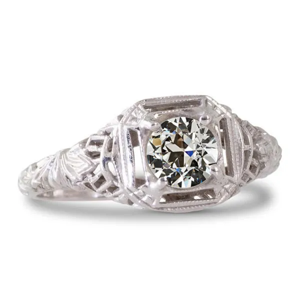 HarryChadEntcom Solitaire Ring Round Old Miner Real Natural Earth Mined Diamond Filigree Antique Style 2 Carats Rings HarryChadEntcom Solitaire Ring Round Old Miner Real Natural Earth Mined Diamond Filigree Antique Style 2 Carats Rings
