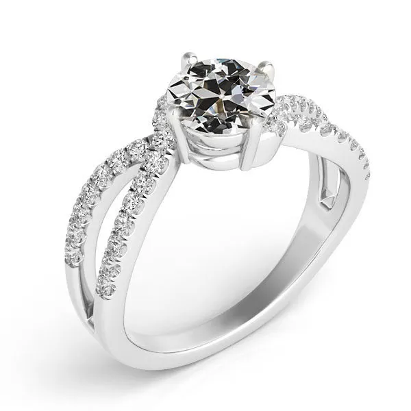 HarryChadEntcom White Gold Round Old Mine Cut Natural Earth Mined Diamond Ring Split Shank 450 Carats Rings HarryChadEntcom White Gold Round Old Mine Cut Natural Earth Mined Diamond Ring Split Shank 450 Carats Rings