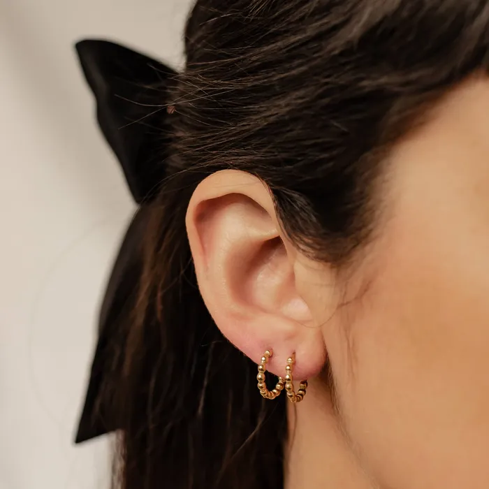 Hey Happiness Earrings Beaded Hoop Earrings Stainless Steel Hey Happiness Earrings Beaded Hoop Earrings Stainless Steel