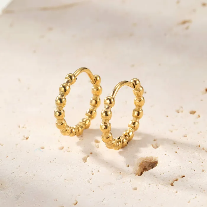 Hey Happiness Earrings Beaded Hoop Earrings Stainless Steel Hey Happiness Earrings Beaded Hoop Earrings Stainless Steel