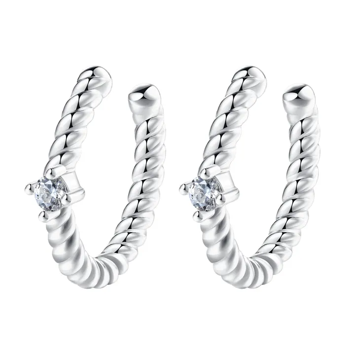 Hey Happiness Earrings Gemstone Twist Ear Cuff Sterling Silver