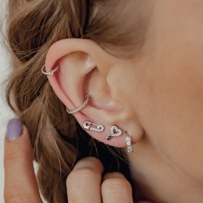 Hey Happiness Earrings Gemstone Twist Ear Cuff Sterling Silver Hey Happiness Earrings Gemstone Twist Ear Cuff Sterling Silver