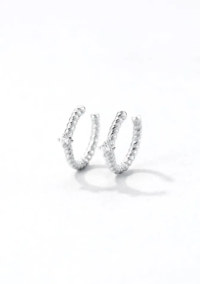 Hey Happiness Earrings Gemstone Twist Ear Cuff Sterling Silver Hey Happiness Earrings Gemstone Twist Ear Cuff Sterling Silver