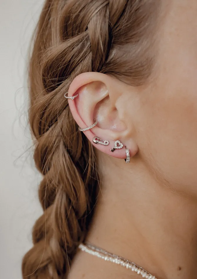 Hey Happiness Earrings Gemstone Twist Ear Cuff Sterling Silver Hey Happiness Earrings Gemstone Twist Ear Cuff Sterling Silver