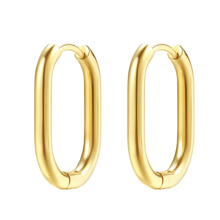 Hey Happiness Earrings Small Thin Oval Hoop Earrings