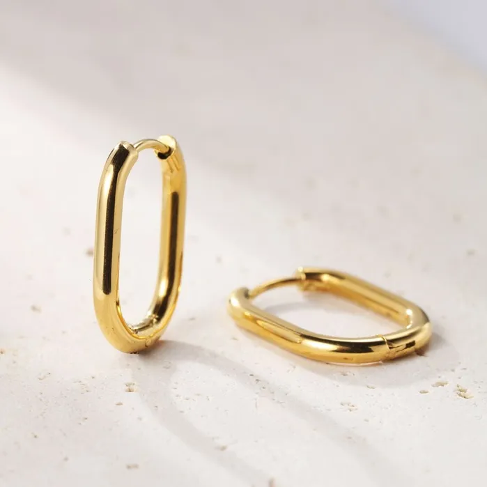 Hey Happiness Earrings Small Thin Oval Hoop Earrings Hey Happiness Earrings Small Thin Oval Hoop Earrings