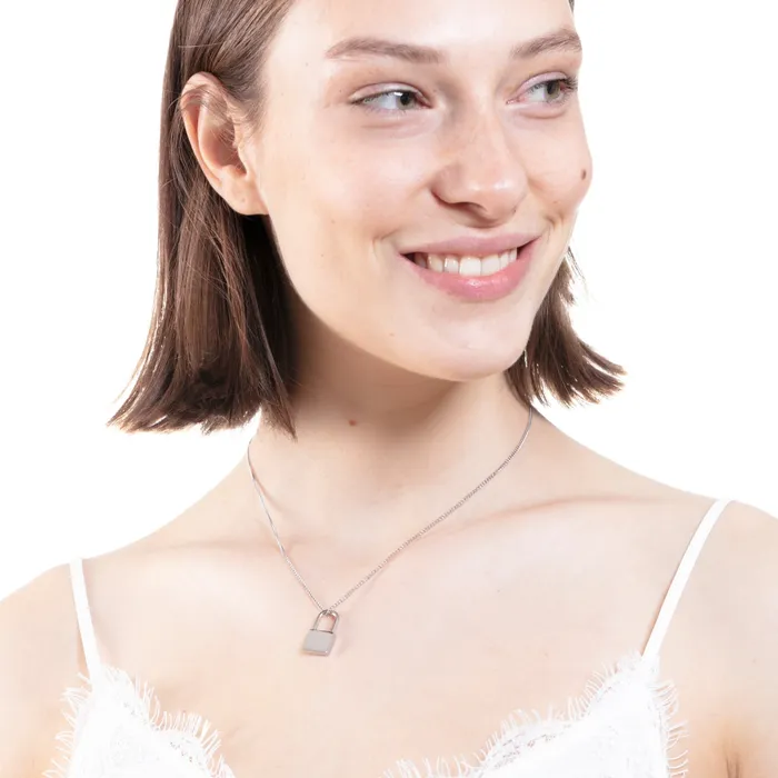 Hey Happiness Necklaces Padlock Pendant Necklace Silver Hey Happiness Necklaces Padlock Pendant Necklace Silver
