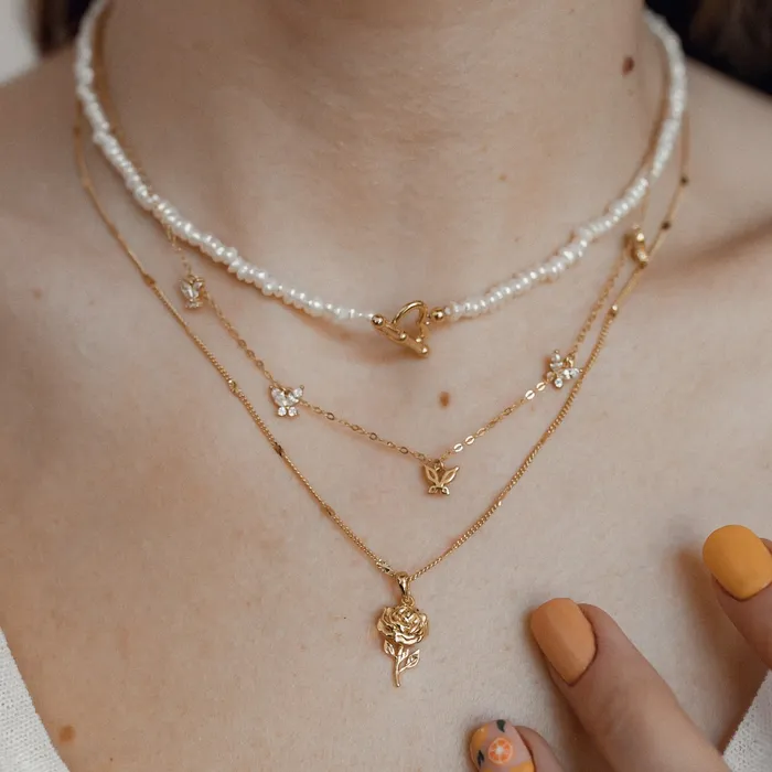 Hey Happiness Necklaces Rose Pendant Sterling Silver Gold