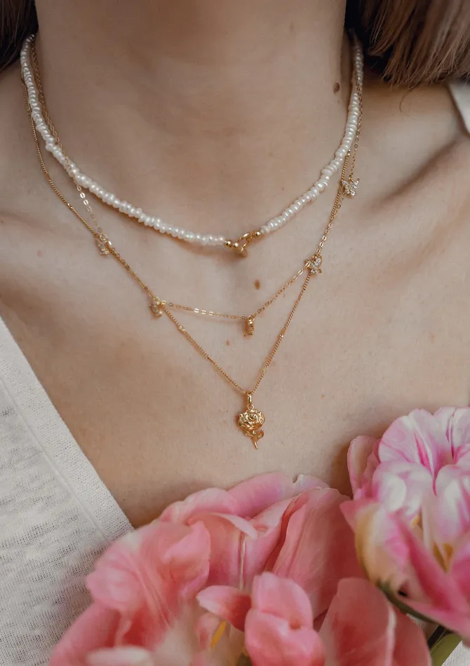 Hey Happiness Necklaces Rose Pendant Sterling Silver Gold