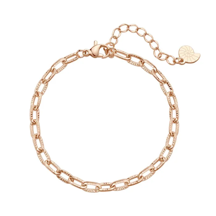 Hey Happiness Textured Link Chain Bracelet Rose Gold Bracelets