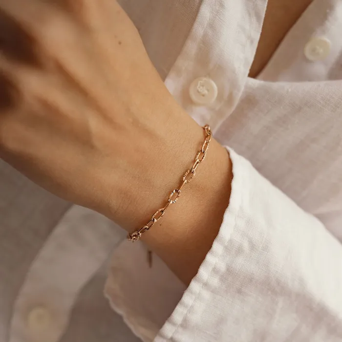 Hey Happiness Textured Link Chain Bracelet Rose Gold Bracelets Hey Happiness Textured Link Chain Bracelet Rose Gold Bracelets