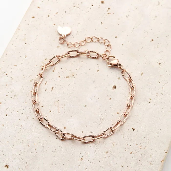 Hey Happiness Textured Link Chain Bracelet Rose Gold Bracelets Hey Happiness Textured Link Chain Bracelet Rose Gold Bracelets