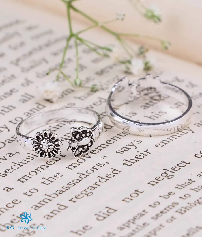 Jaipur Rings The Butterfly Pure Silver ToeRings Front open