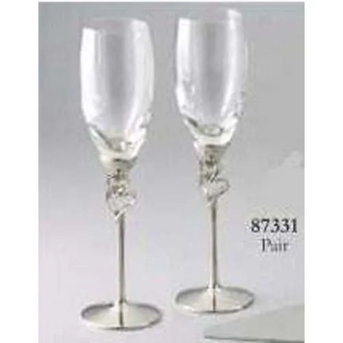 Leeber Necklaces Leeber Nickel Plated Double Heart Goblets With Crystal Pair Leeber Necklaces Leeber Nickel Plated Double Heart Goblets With Crystal Pair