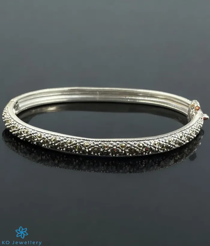 Marcasite Bracelets The Regal Sparkle Silver Marcasite Openable Bracelet Free Size