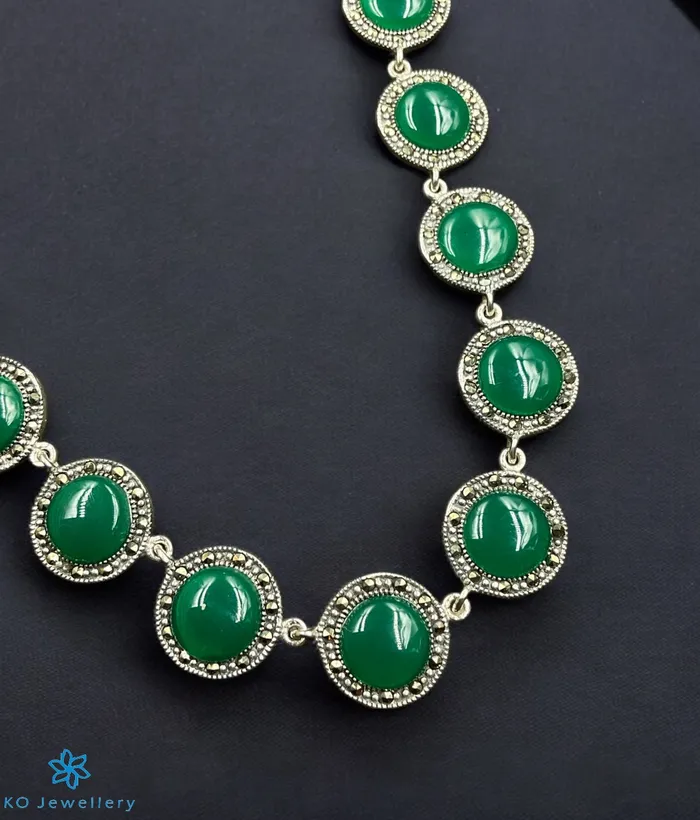 Marcasite Necklaces The Green Circlet Silver Marcasite Necklace