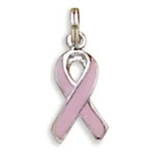MMA Charm Necklaces MMA Pink Enamel Awareness Ribbon Charm