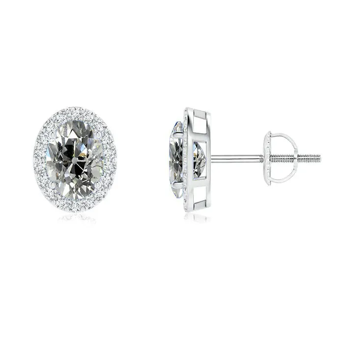 Natural Earth Mined Diamond Halo Studs Oval Old European 6 Carats Screw Backs White Gold HarryChadEntcom Earrings Natural Earth Mined Diamond Halo Studs Oval Old European 6 Carats Screw Backs White Gold HarryChadEntcom Earrings