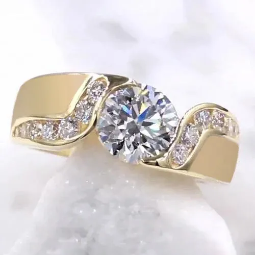 Natural Earth Mined Diamond Jewelry 2 Carats Tension Style Setting Engagement Ring Gold GB Rings Natural Earth Mined Diamond Jewelry 2 Carats Tension Style Setting Engagement Ring Gold GB Rings