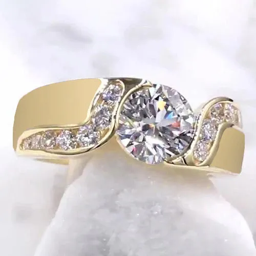 Natural Earth Mined Diamond Jewelry 2 Carats Tension Style Setting Engagement Ring Gold GB Rings Natural Earth Mined Diamond Jewelry 2 Carats Tension Style Setting Engagement Ring Gold GB Rings