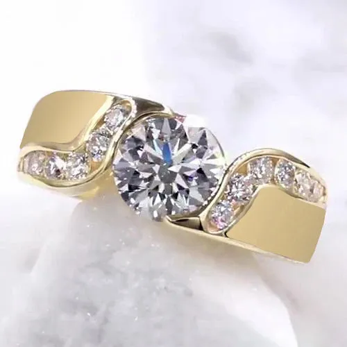 Natural Earth Mined Diamond Jewelry 2 Carats Tension Style Setting Engagement Ring Gold GB Rings Natural Earth Mined Diamond Jewelry 2 Carats Tension Style Setting Engagement Ring Gold GB Rings