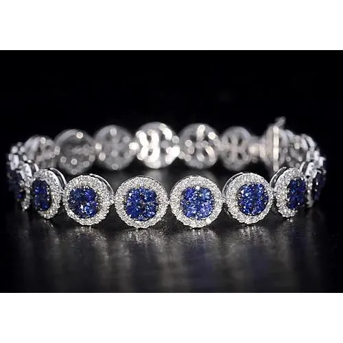 Natural Earth Mined Diamond Tennis Bracelet Ceylon Blue Sapphire Jewelry GB Bracelets Natural Earth Mined Diamond Tennis Bracelet Ceylon Blue Sapphire Jewelry GB Bracelets