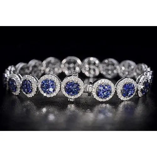 Natural Earth Mined Diamond Tennis Bracelet Ceylon Blue Sapphire Jewelry GB Bracelets Natural Earth Mined Diamond Tennis Bracelet Ceylon Blue Sapphire Jewelry GB Bracelets