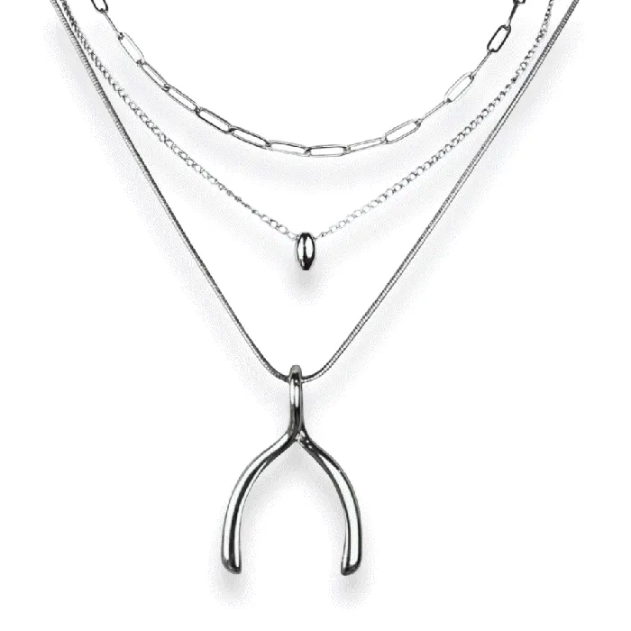 Necklaces CONQUERing 3part Necklace Base Stack Necklet Paperclip AuraDel Drop Wishbone Necklaces CONQUERing 3part Necklace Base Stack Necklet Paperclip AuraDel Drop Wishbone