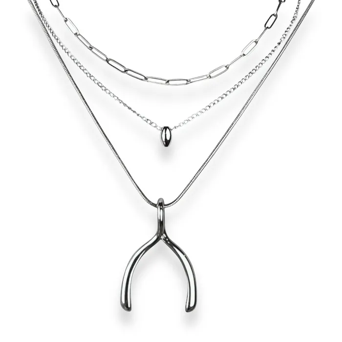 Necklaces CONQUERing 3part Necklace Base Stack Necklet Paperclip AuraDel Drop Wishbone